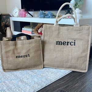 Burlap Merci Tote Bags 👜